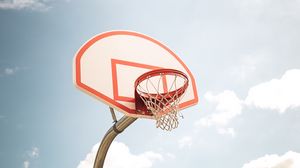Превью обои баскетбол, баскетбольное кольцо, баскетбольный щит, небо