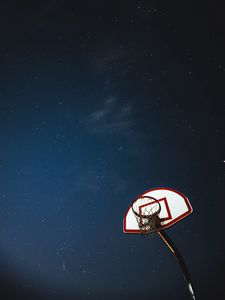 Превью обои баскетбол, баскетбольный щит, сетка, ночь, звезды