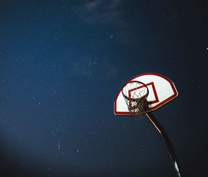 Превью обои баскетбол, баскетбольный щит, сетка, ночь, звезды