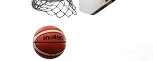 Превью обои баскетбол, мяч, баскетбольная сетка, баскетбольное кольцо, баскетбольный щит