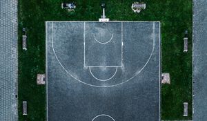 Превью обои баскетбольная площадка, площадка, баскетбол, вид сверху