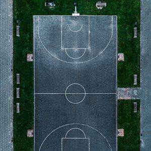 Превью обои баскетбольная площадка, площадка, баскетбол, вид сверху