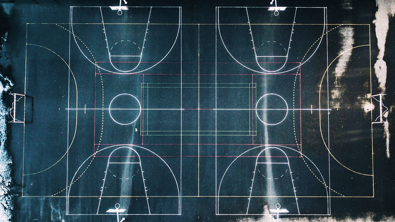 Обои баскетбольная площадка, разметка, геометрия