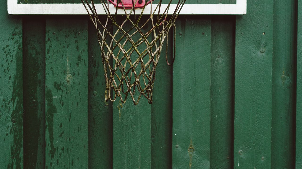 Обои баскетбольная сетка, стена, кольцо