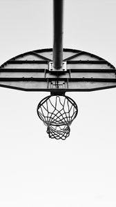 Превью обои баскетбольная стойка, баскетбол, спорт, черно-белый, белый фон