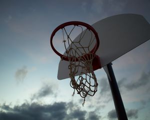 Превью обои баскетбольная стойка, сетка, баскетбол, спорт, небо