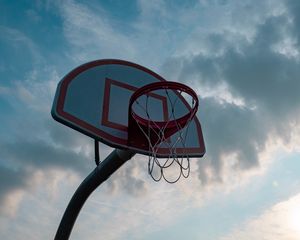 Превью обои баскетбольное кольцо, баскетбол, баскетбольная сетка, небо