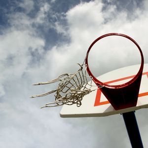 Превью обои баскетбольное кольцо, сетка, баскетбол, небо, игры, спортивный