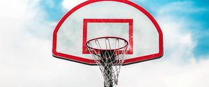 Превью обои баскетбольное кольцо, щит, сетка, небо, баскетбол