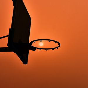 Превью обои баскетбольное кольцо, силуэт, солнце, закат, тёмный