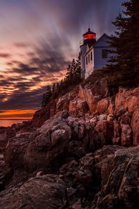 Превью обои bass harbor headlight, маяк, закат