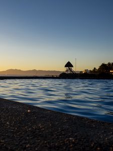 Превью обои бассейн, вода, сумерки, темный