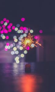 Превью обои бенгальский огонь, искры, блики, боке, разноцветный