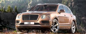 Превью обои bentley, bentayga, коричневый, вид сбоку