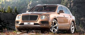 Превью обои bentley, bentayga, коричневый, вид сбоку