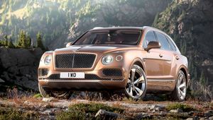 Превью обои bentley, bentayga, коричневый, вид сбоку