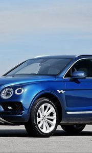 Превью обои bentley, bentayga, вид сбоку, синий