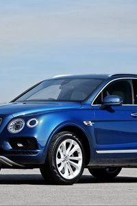 Превью обои bentley, bentayga, вид сбоку, синий