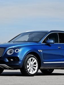 Превью обои bentley, bentayga, вид сбоку, синий