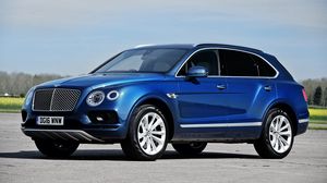 Превью обои bentley, bentayga, вид сбоку, синий