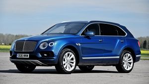 Превью обои bentley, bentayga, вид сбоку, синий