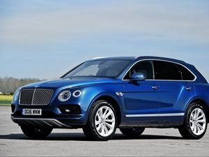 Превью обои bentley, bentayga, вид сбоку, синий