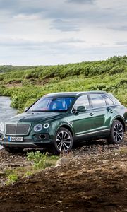 Превью обои bentley, bentayga, вид сбоку, природа