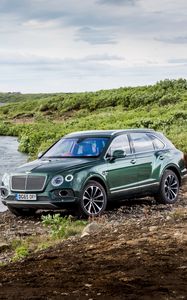 Превью обои bentley, bentayga, вид сбоку, природа