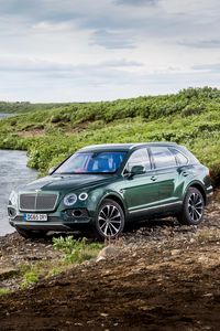 Превью обои bentley, bentayga, вид сбоку, природа