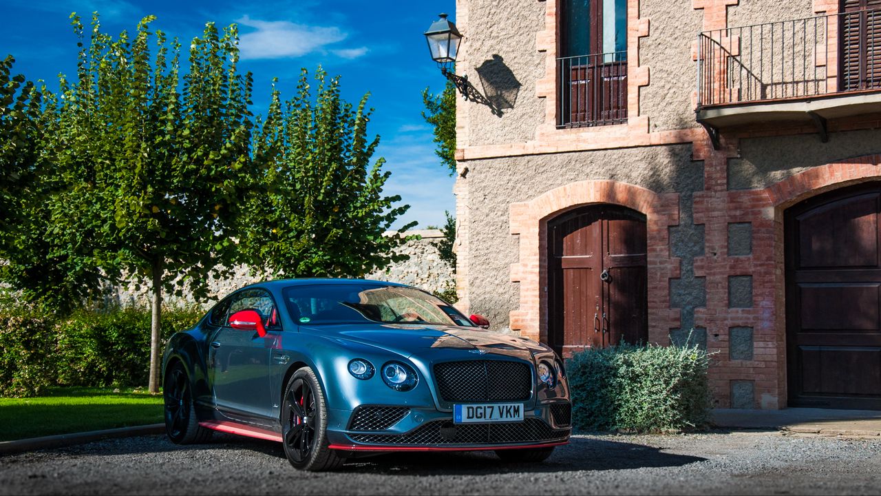 Обои bentley continental, bentley, автомобиль, синий, стоянка