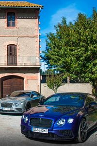 Превью обои bentley continental, bentley, автомобили, синий, стоянка