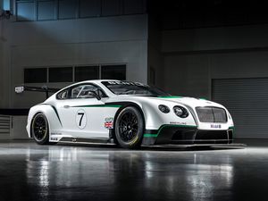 Превью обои bentley, continental, gt3, спорткар, вид сбоку