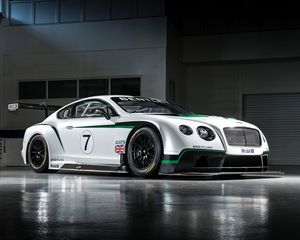 Превью обои bentley, continental, gt3, спорткар, вид сбоку