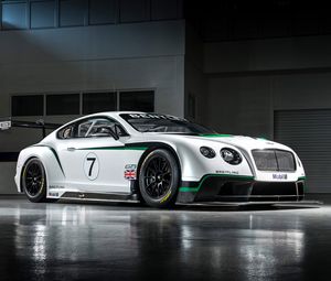 Превью обои bentley, continental, gt3, спорткар, вид сбоку