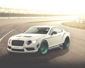 Превью обои bentley, continental, gt3-r, белый, вид сбоку