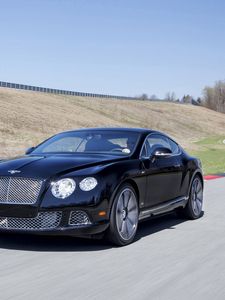 Превью обои bentley, continental, gt, черный, вид сбоку