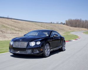 Превью обои bentley, continental, gt, черный, вид сбоку