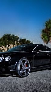 Превью обои bentley, continental gt, черный, вид сбоку