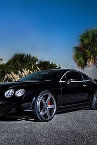 Превью обои bentley, continental gt, черный, вид сбоку