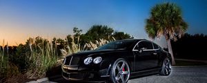 Превью обои bentley, continental gt, черный, вид сбоку