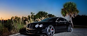 Превью обои bentley, continental gt, черный, вид сбоку