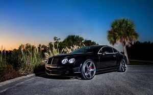 Превью обои bentley, continental gt, черный, вид сбоку