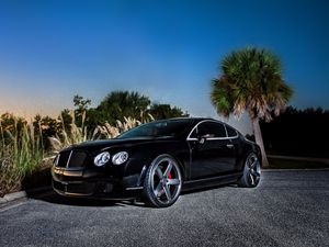 Превью обои bentley, continental gt, черный, вид сбоку