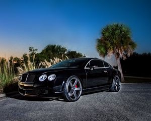 Превью обои bentley, continental gt, черный, вид сбоку