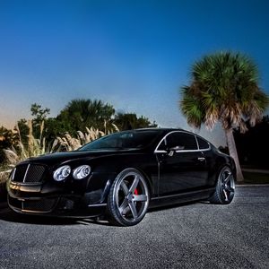 Превью обои bentley, continental gt, черный, вид сбоку