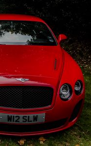 Превью обои bentley continental gt, красный, вид спереди, роскошный