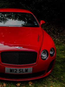 Превью обои bentley continental gt, красный, вид спереди, роскошный