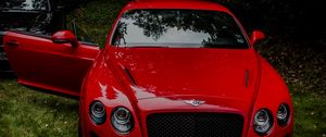 Превью обои bentley continental gt, красный, вид спереди, роскошный