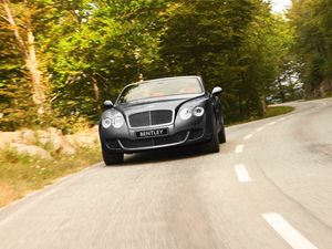 Превью обои bentley, continental, gtc, вид спереди, дорога