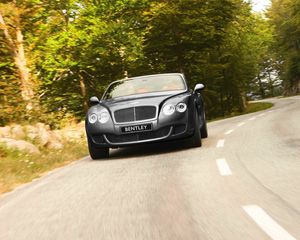 Превью обои bentley, continental, gtc, вид спереди, дорога